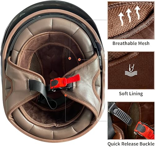 Miniatura 5 de Medio casco de motocicleta con parasol interior retráctil, hebilla de liberación rápida, aprobado por DOT, cascos de ciclismo de media cara para