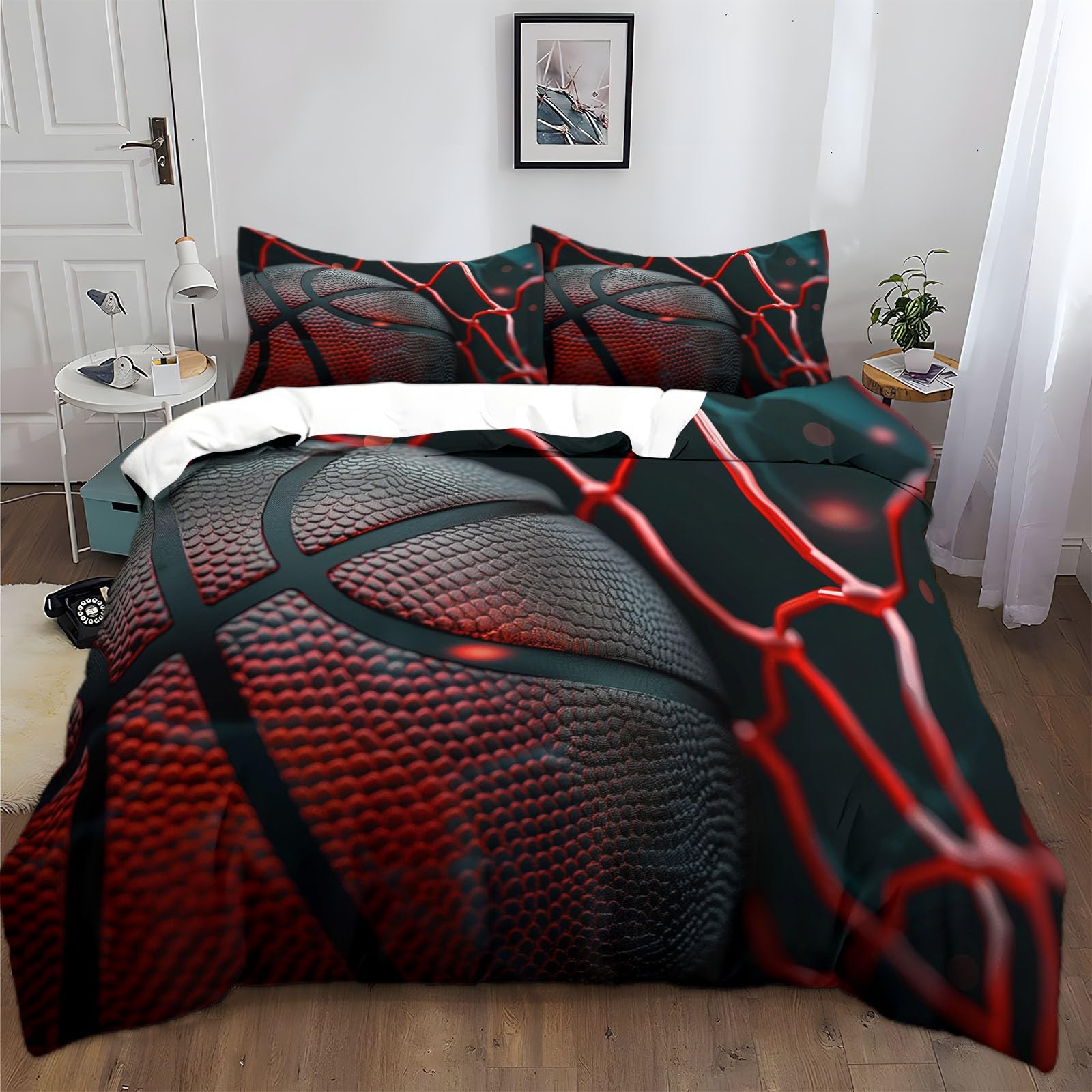 Housse de couette basket rouge 220x240 pour relooker une chambre d'ado ou d'adulte
