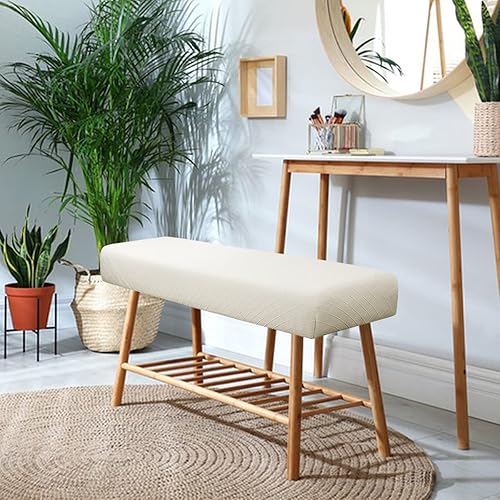 Miniatura 8 de COOLBEBE Funda de jacquard para banco de comedor, elástica, lavable, protector de asiento de banco de comedor, funda rectangular para sala de estar,