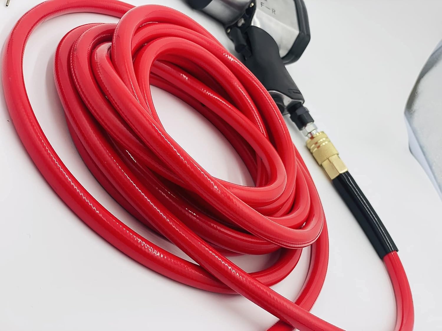 DYNAMIC POWER3/8" x 50 ft PVC Air Hose with 1/4" NPT Male Fittings – 300 PSI Max Pressure, Grease/Oil & Abrasion Resistant for Heavy-Duty Performance