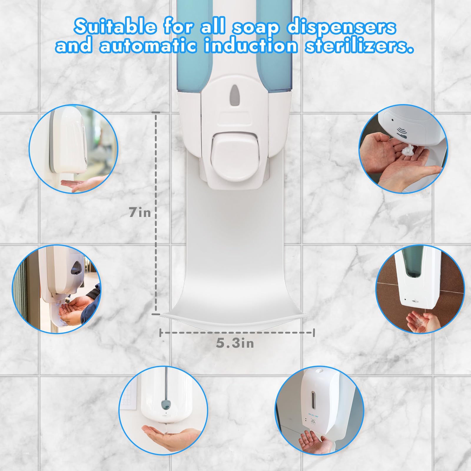 10 bandejas dispensadoras de goteo para montaje en pared, soporte dispensador de jabón, colector de goteo de detergente para ropa que evita goteos y pulverizaciones, fácil de limpiar (blanco)