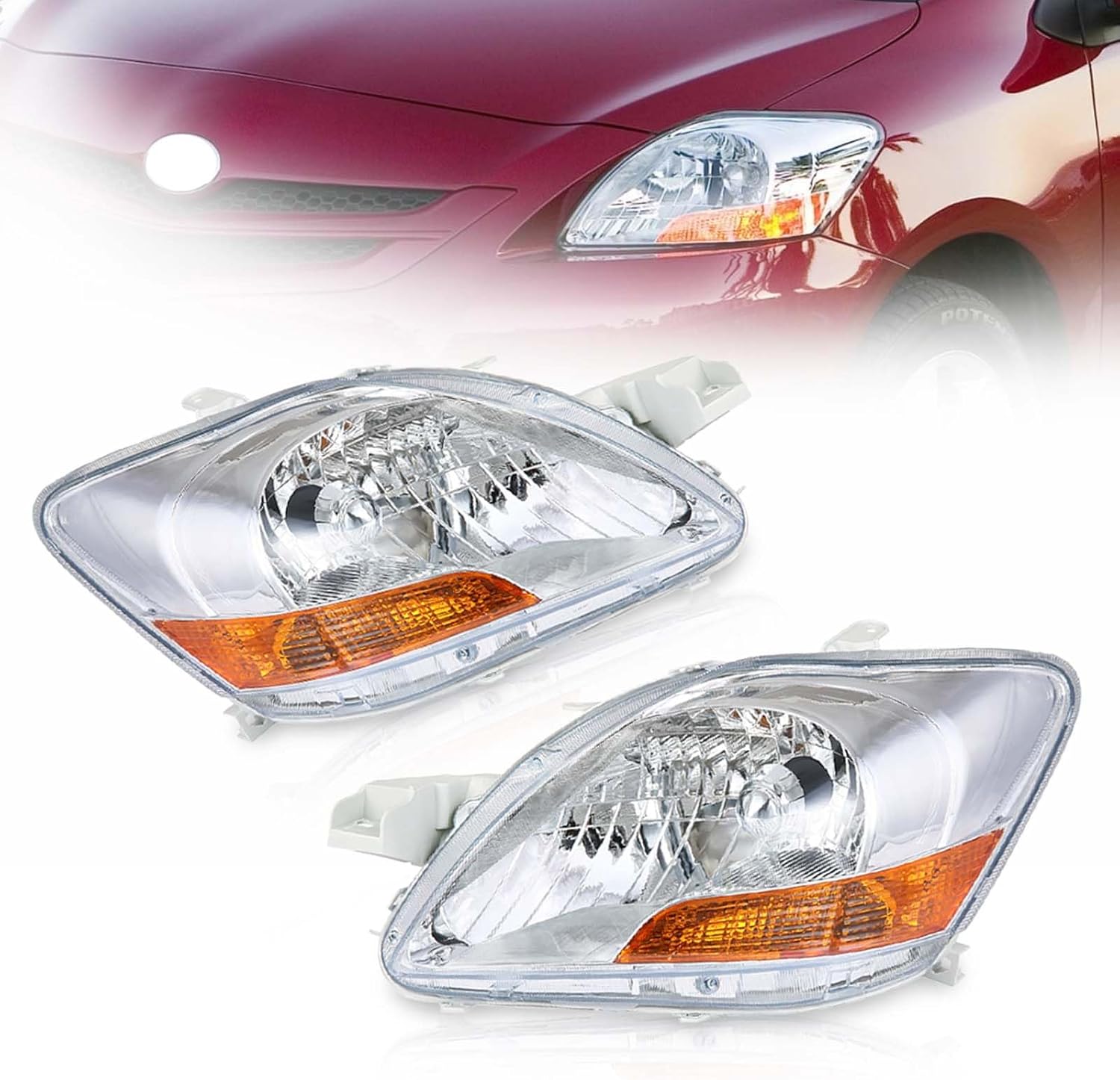 Partzer Headlights Assembly Fit for 20072011 Toyota Yaris