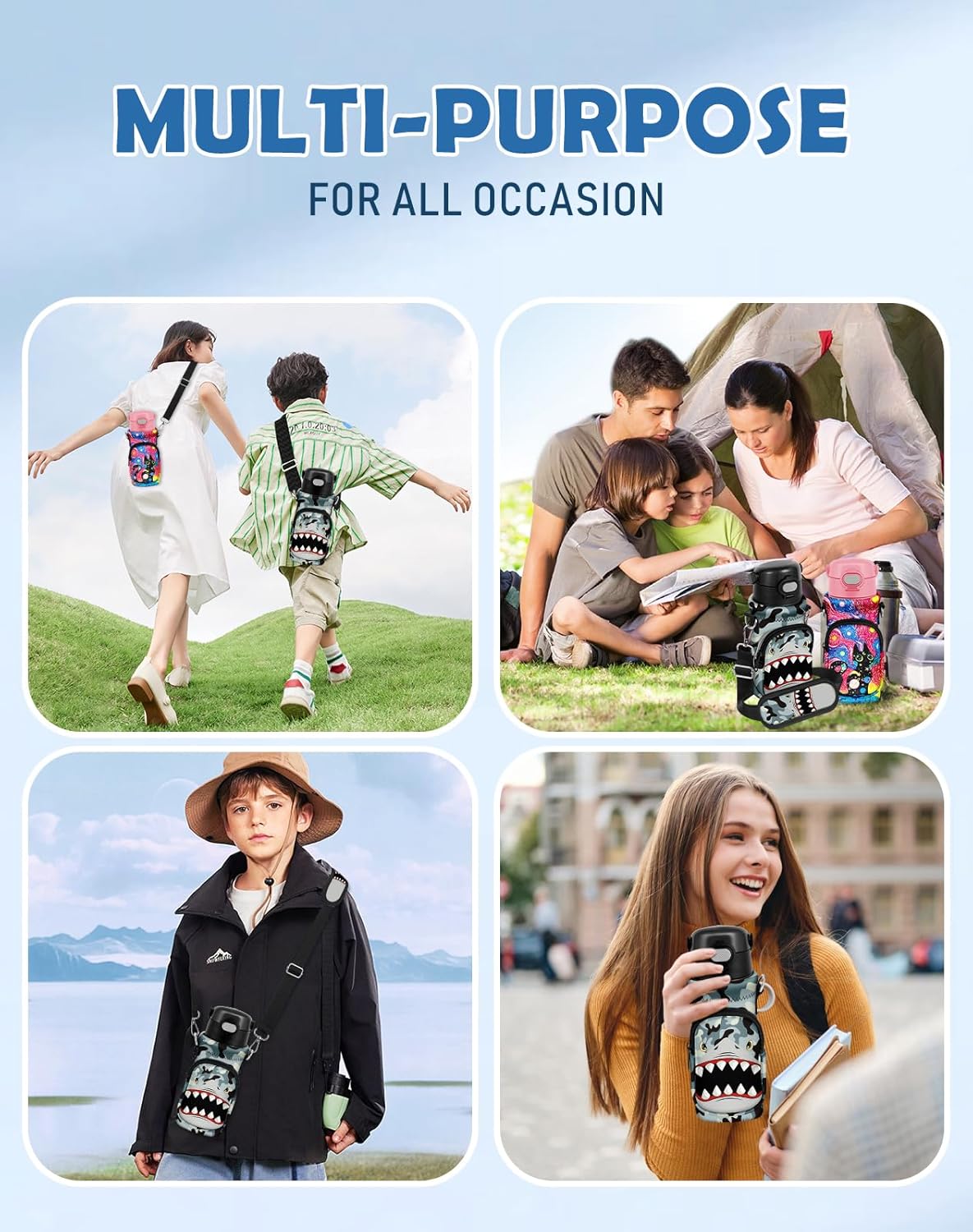 Water Bottle Carrier with Strap - Insulated Neoprene Water Bottle Holder Bag with Pocket for 14-20 oz - Image 6