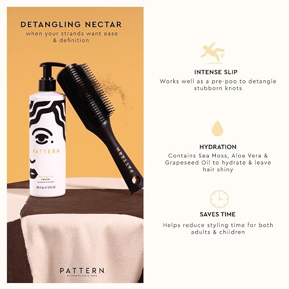 PATTERN Beauty by Tracee Ellis Ross Detangling Nectar w Sea Moss for Curly Hair 3a-4c، رائع للعقد والتشابك والتركيب