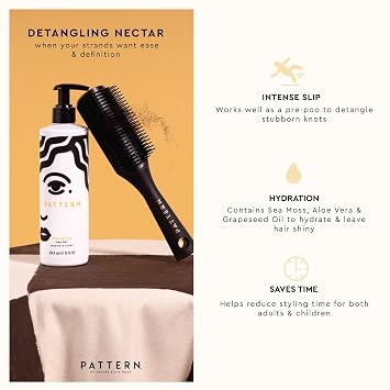 PATTERN Beauty by Tracee Ellis Ross Detangling Nectar w Sea Moss for Curly Hair 3a-4c، رائع للعقد والتشابك والتركيب