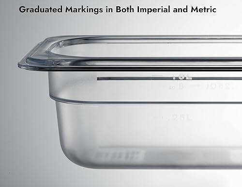 Vista 59 de CURTA Paquete de 6 bandejas de comida NSF, tamaño 1/6 de 2 1/2 pulgadas de profundidad, plástico de policarbonato comercial transparente apto