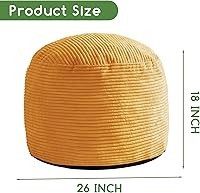 Vista 2 de HIGOGOGO Puf redondo de relleno otomano, pufs de pana con relleno de trozos de espuma, puf peludo y esponjoso, taburete otomano de almacenamiento