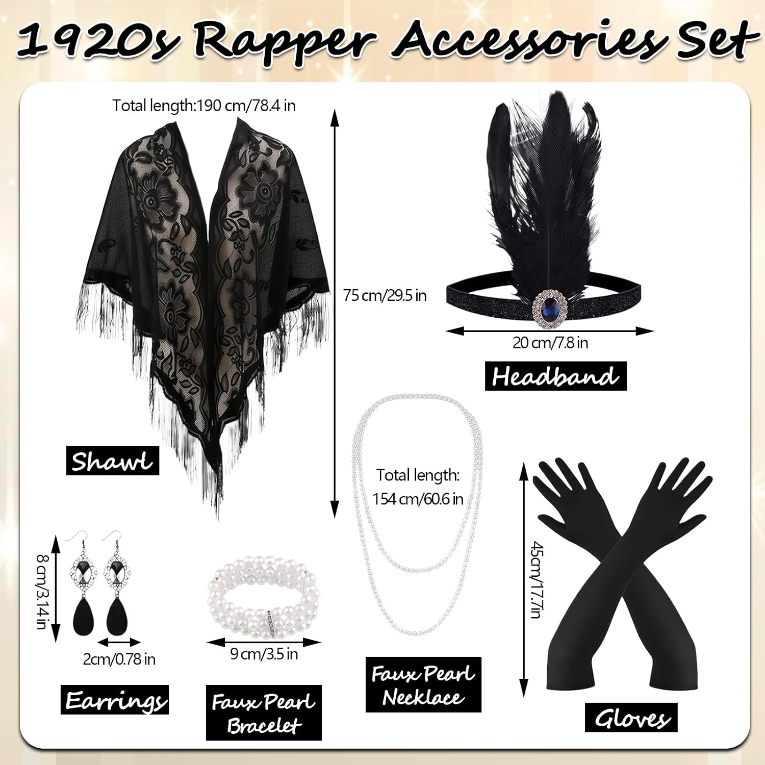 6 Pcs 1920s Flapper Accessories for Women,Roaring 20's Dresses for Women