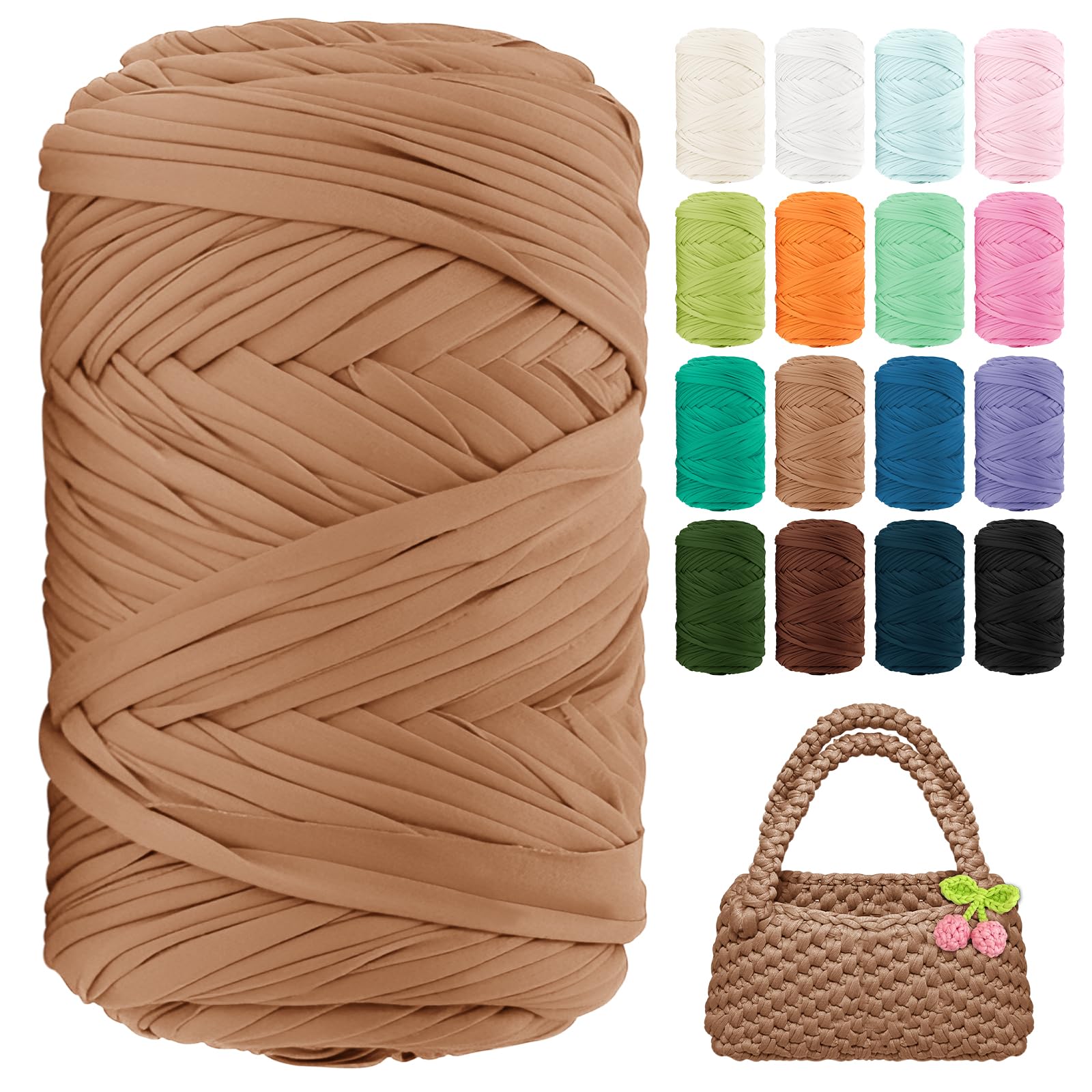 T Shirt Yarn 130 Yards Beginner Crochet Tshirt Yarn 400g Elastic Fabric Thick T-Shirt Yarns for Crocheting, Knitting Bags, Baskets, Rugs, Coasters,