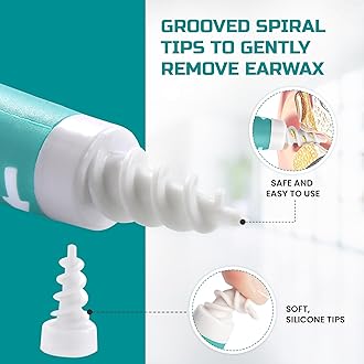 Ear Wax Removal Kit with Syringe, Spiral Tool and 3 x Soft Silicone Tips | Reusable and Washable Ear Cleaner for Safe Home Use | Includes Storage Case