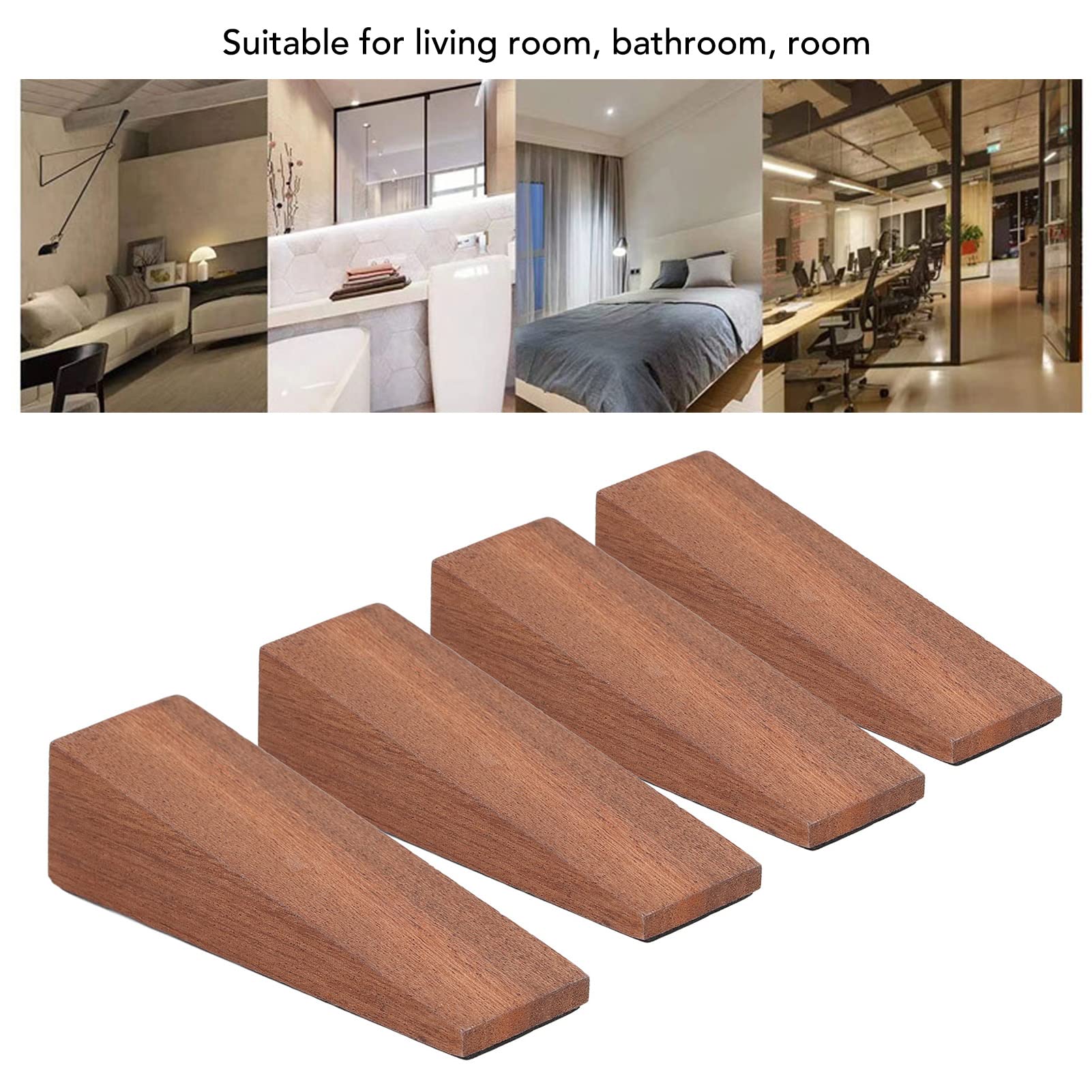 Wooden Door Stop, 4 Pcs Wood Door Wedge with Sloping Design - Image 4