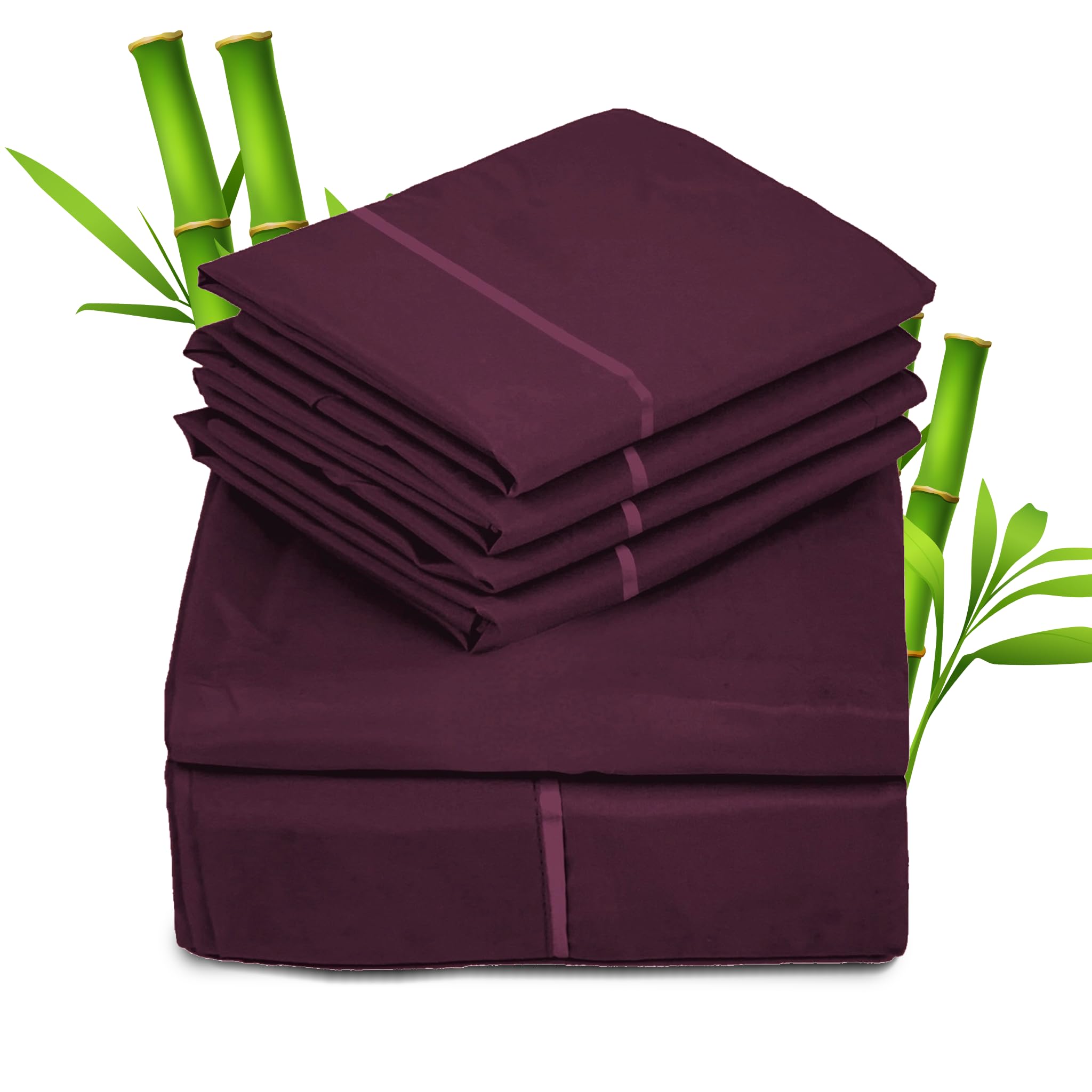 Sacred Thread 6 PC Rayon Derived from Bamboo Bed Sheets Set, Vegan, Cooling, and Organic Bedding for Home and Hotels, +50 Vibrant Colors for Cooling Bed Sheets