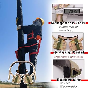 Adjustable Pole Climbing Shoes, Portable 1 Pair Electrician Foot Buckle/Tree Climbing Spikes Set, Lineman Climbers Gear 250 350 400 450 500 550 Mm Dia(400mm/15.7'')