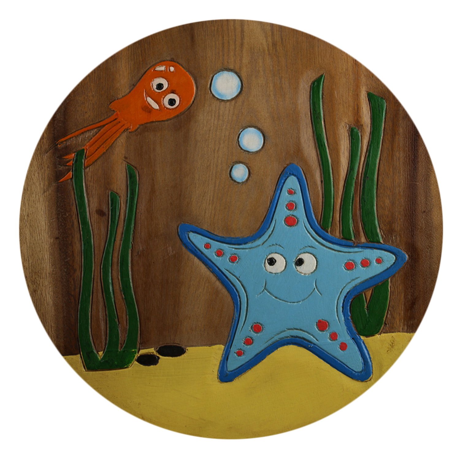 ART-CRAFT KH063 Kinderhocker Holz Schemel mit Motiv Seestern