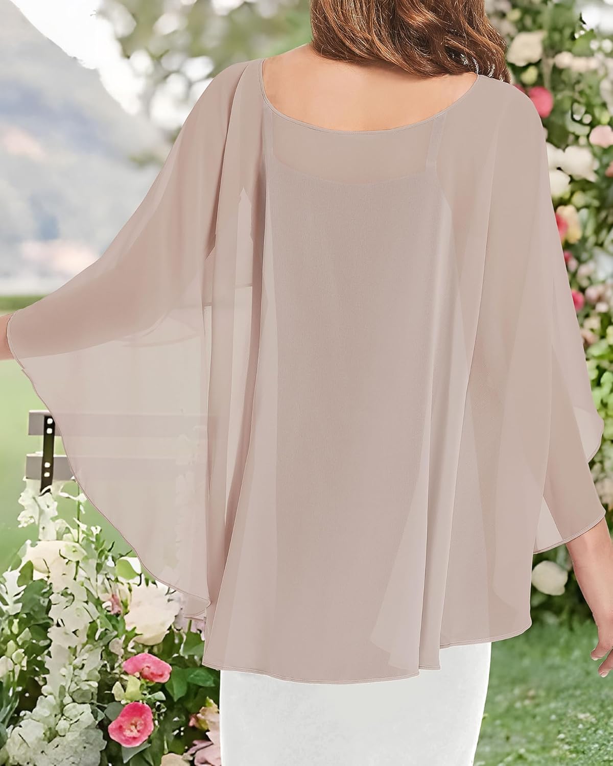 Womens Capelets Shawls and Wraps for Evening Dress Chiffon Capes Wedding Cover Up - Image 6