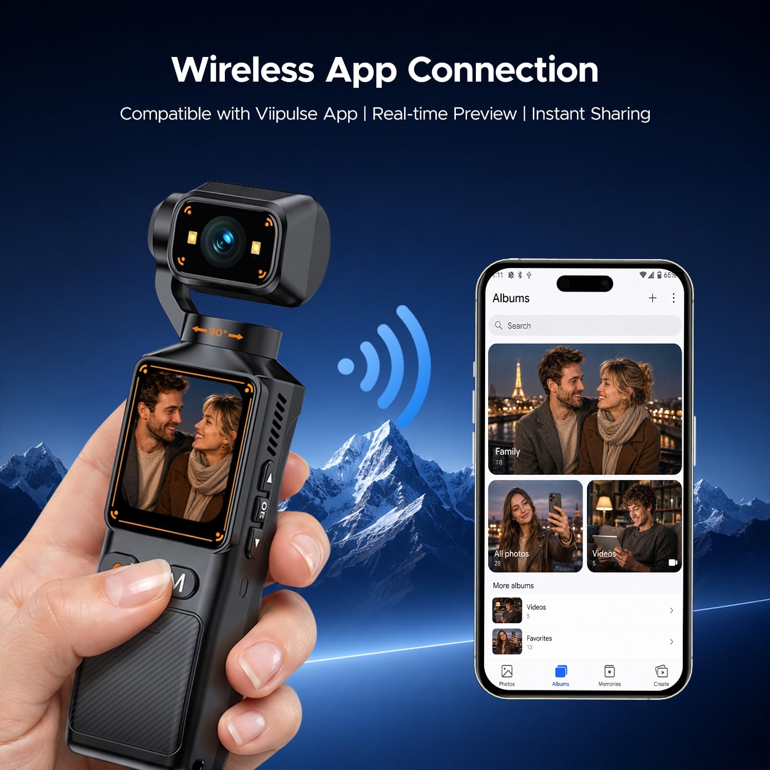 Vlog Camera 2K con Scheda da 32GB, Videocamera Portatile Wi-Fi POV Bodycam con Lente Ruotabile a 180°, 1,69" Fotocamera con Batteria da 7 ore per Fotografia Vlogging