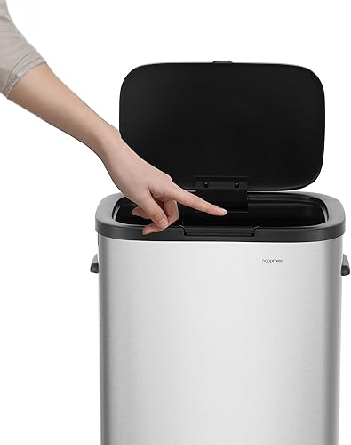happimess HPM1017A Tammi Kitchen - Bote de basura delgado de metal de 14.5 galones, resistente a las huellas dactilares, moderno, minimalista para