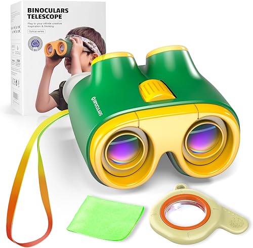 RISUNTOY Binoculares para niños pequeños y niños, regalo para niños pequeños a partir de 3 años, color verde