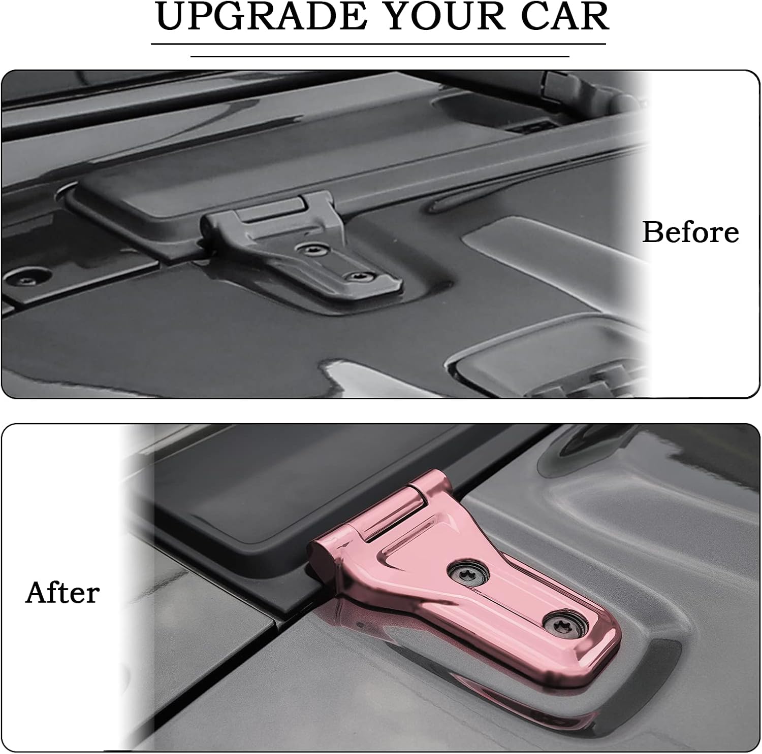 RT-TCZ Hood Hinge Cover Exterior Decoration Kits Accessories for 2018-2023 Jeep Wrangler JL JLU and Gladiator JT (Pink)