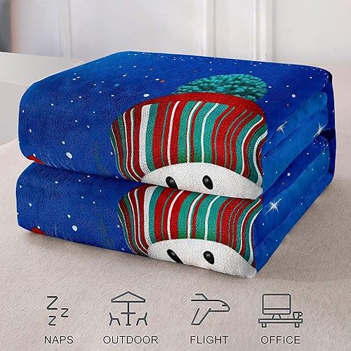 Vista 12 de LUVIVIHOME Manta de Feliz Navidad, bolas de Navidad azules doradas, manta de invierno con copos de nieve, manta individual, acogedora manta cálida