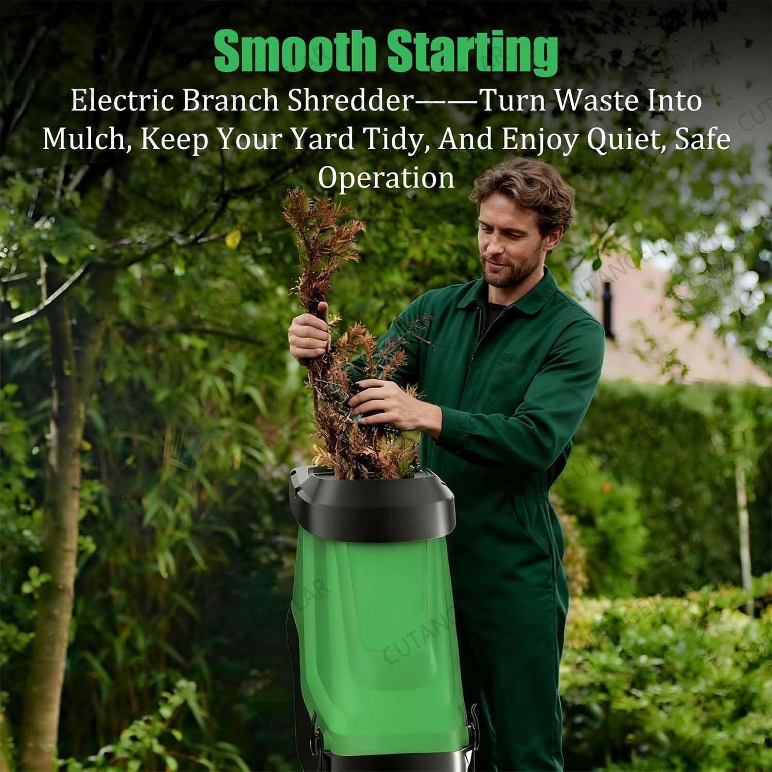 Garden Wood Chipper, 2400W Electric Shredder Mulcher with Collection Bag, Handles 40mm Diameter Branches, Perfect for Yard Waste Management and Composting.