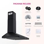 Firegas Hotte de protection murale 30 Hotte de ventilation en acier inoxydable de pouce 3 Ventilateur d'échappement de vitesse, filtres en aluminium, ductless Convertible Duct, bouton poussoir, filtre à charbon, capot de cuisine noir
