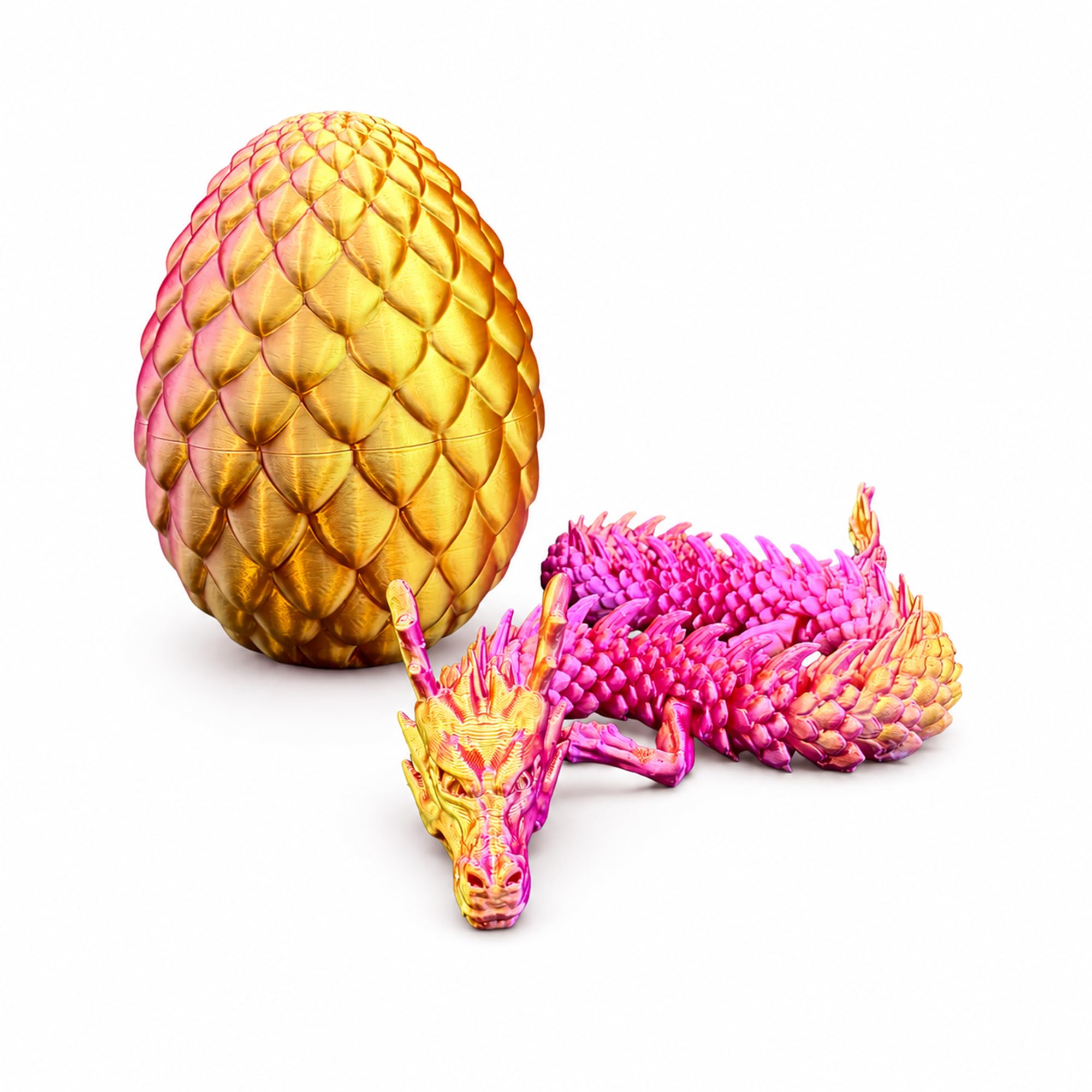 3D Printed Chinese Dragon – Articulated Dragon, Poseable 3D Printed Animal Toy with Moveable Joints – Sensory Desk Figure for Display – Collectible Plastic Fidget for Kids and Adults (PinkGold)
