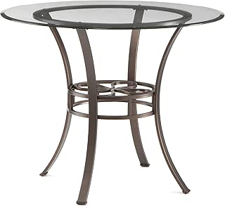 Lucianna Round Dining Table - Glass Top w/ Brown Metal Frame - Chic Finish - coolthings.us