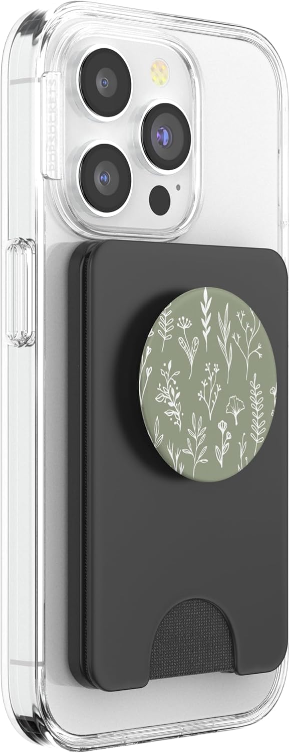 Cute Sage Green Wildflower Cottagecore Aesthetic Flower PopSockets PopWallet for MagSafe