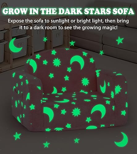 Miniatura 6 de Sofá para niños, sofá suave 2 en 1 plegable con manta y almohada de nube, que brilla en la oscuridad, sofá convertible, regalos para niños y niñas,