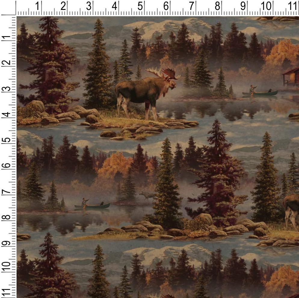 GRAPHICS & MORE Moose Cabin Forest Woods Canoe Pattern Premium Kraft Roll Gift Wrap Wrapping Paper