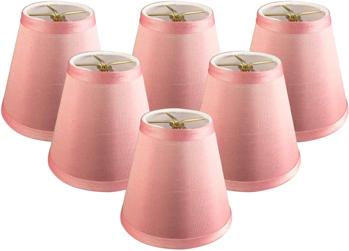 Royal Designs CS-1005-5PNK-6 Clip On Empire Chandelier Lamp Shade, 3" x 5" x 4.5", Pink, Set of 6