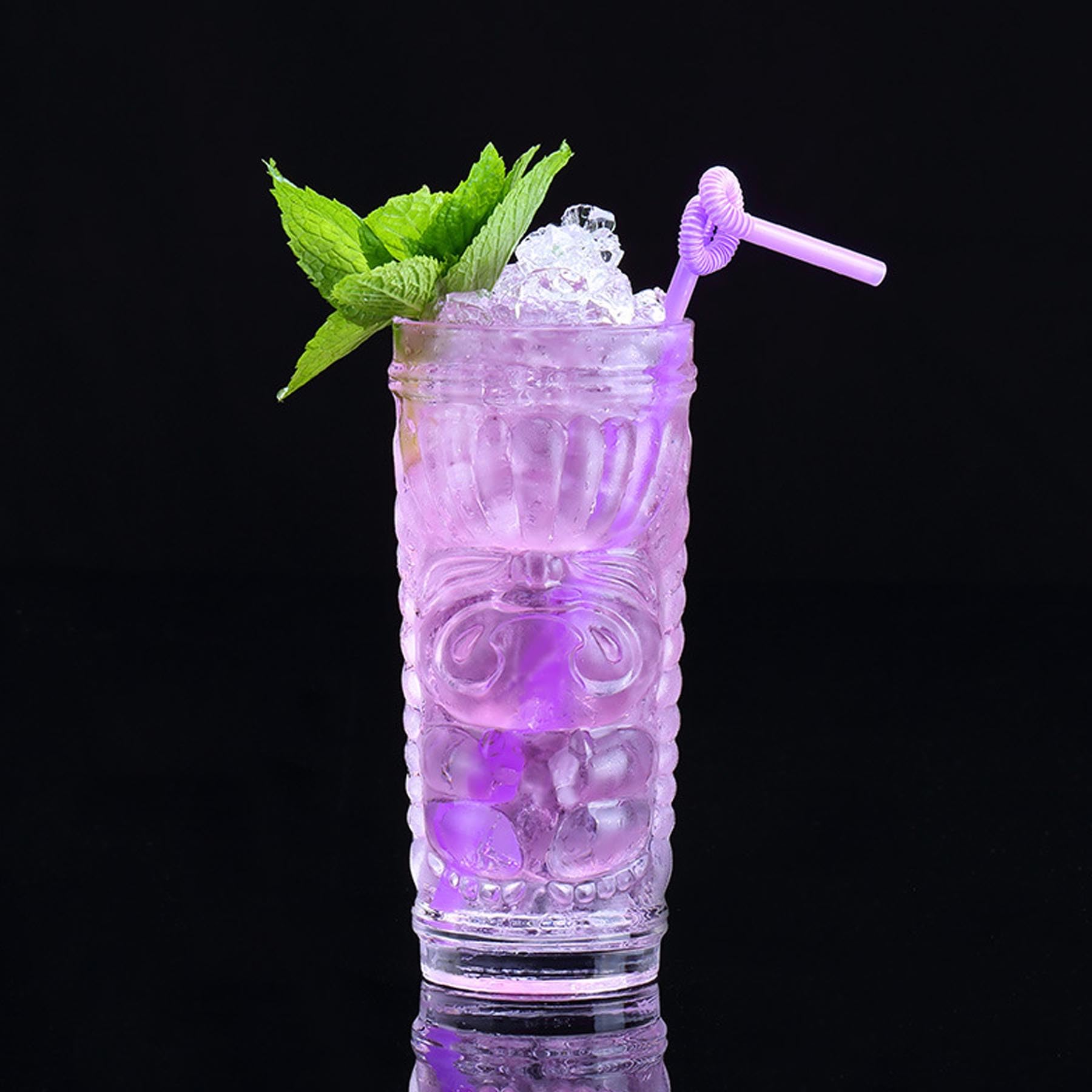 Tiki Lot de 6 verres highball de 414 ml pour cocktails, verres tropicaux transparents modernes – Verres mixtes pour bar hawaïen, fête, thé glacé