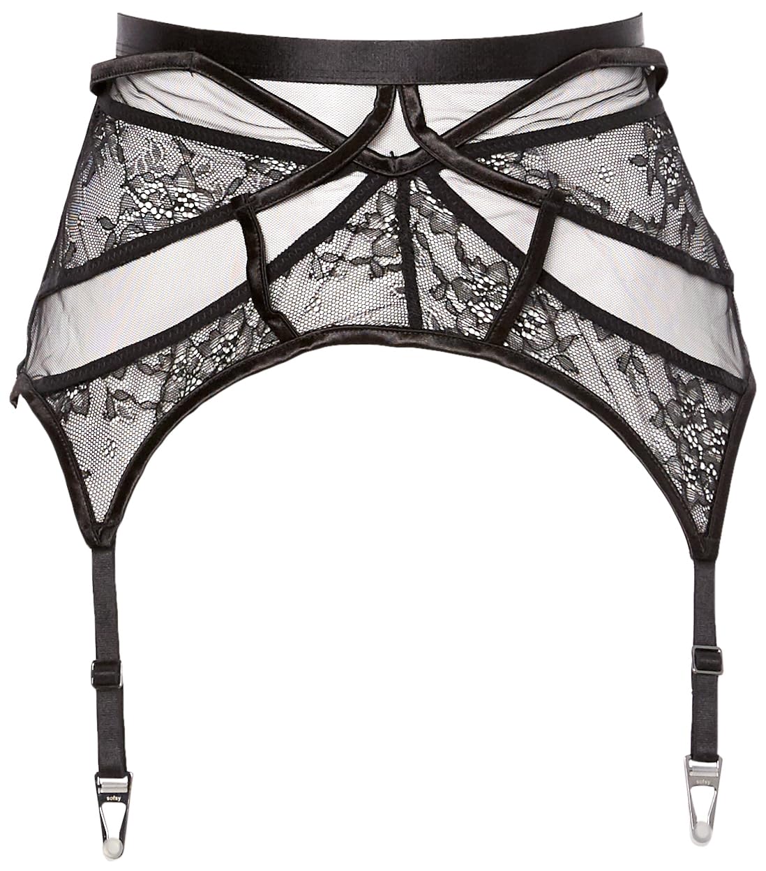 sofsy Italiano Liguero de Encaje para Mujer | Cintura Alta Ajustable con Clips Metálicos, OEKO-TEX y Diseño Elegante