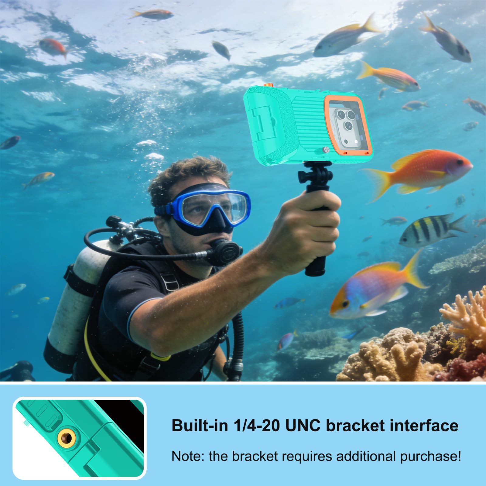 Custodia impermeabile per immersioni subacquee per snorkeling e immersioni, 15 m sott'acqua, per iPhone 17/16/15/14/13 Pro Max Plus, dimensioni telefono 5,4-6,9 pollici con pulsanti del volume