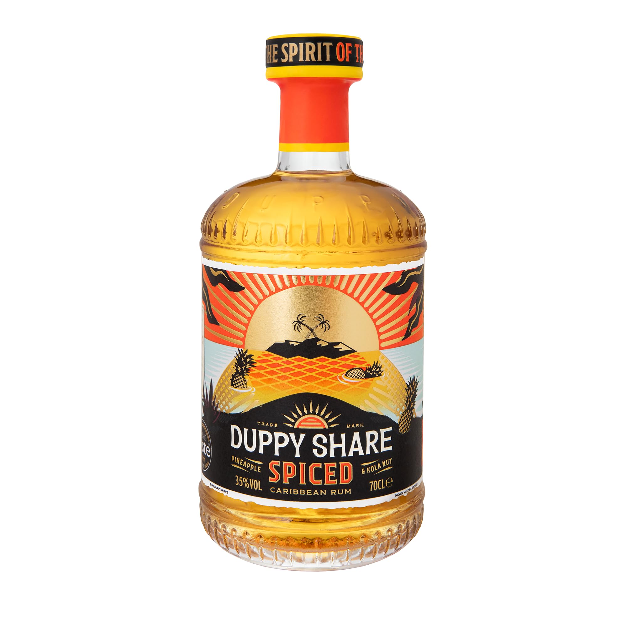 The Duppy Share Spiced - Caribbean Spirit Drink 70cl (ABV 35%) | An Award-Winning Blend of 2-Year Aged Caribbean Rums | Uniquely Complex Golden Rum | Perfect for your Favourite Rum Cocktail