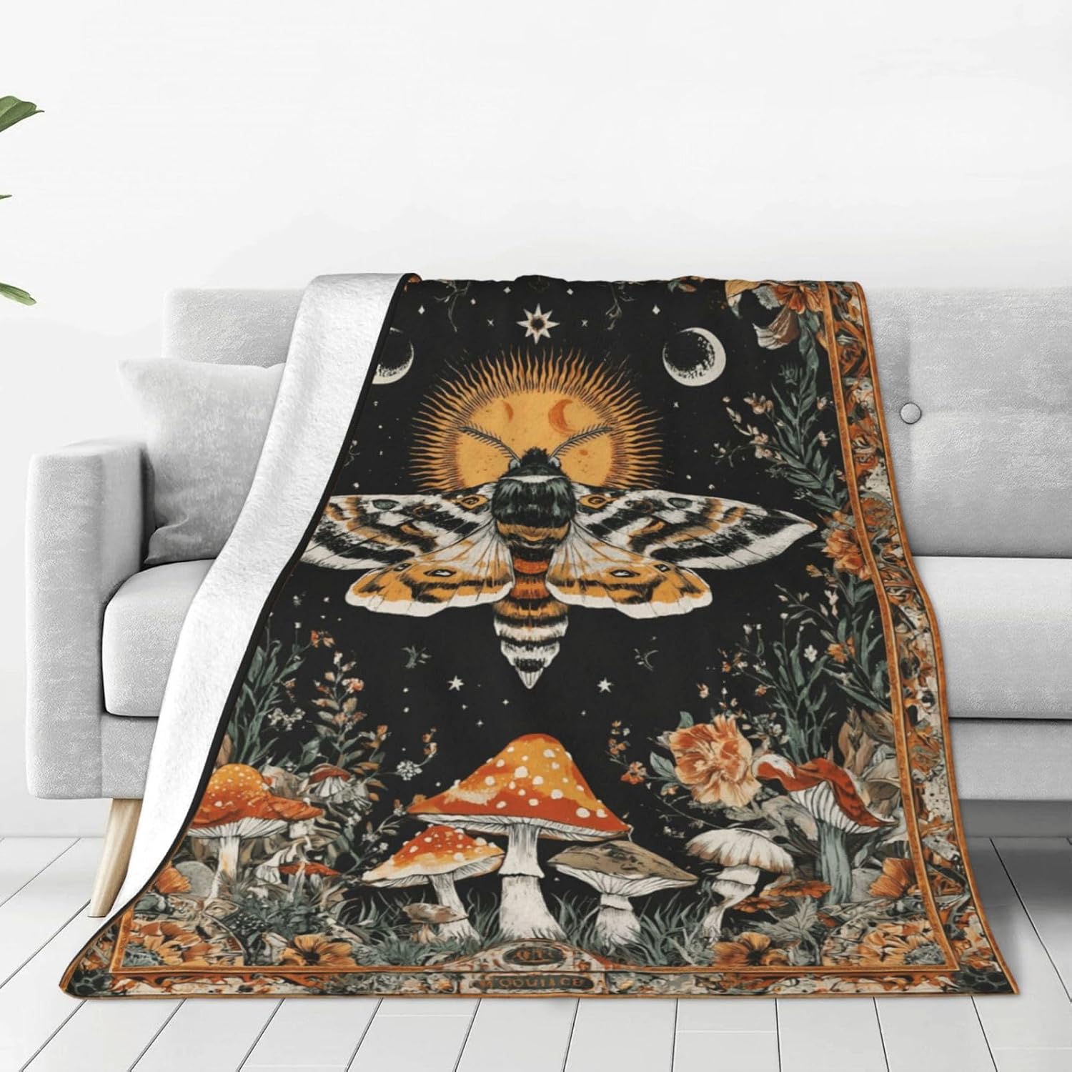 Moth Throw Blanket Soft Flannel Blanket 60"x50" in Bed Blanket Home Decor for Room Sofa Couch All Season
