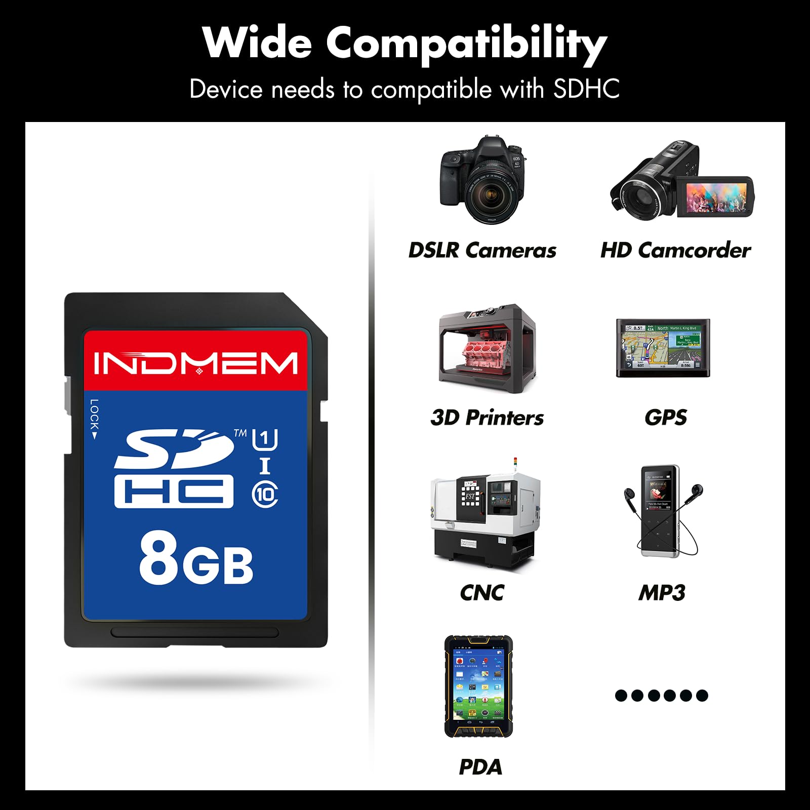 Tarjeta SD de 8 GB, 1 paquete de tarjeta de memoria flash UHS-I U1 Clase 10 8G SDHC compatible con cámara digital, computadora, cámaras de rastreo