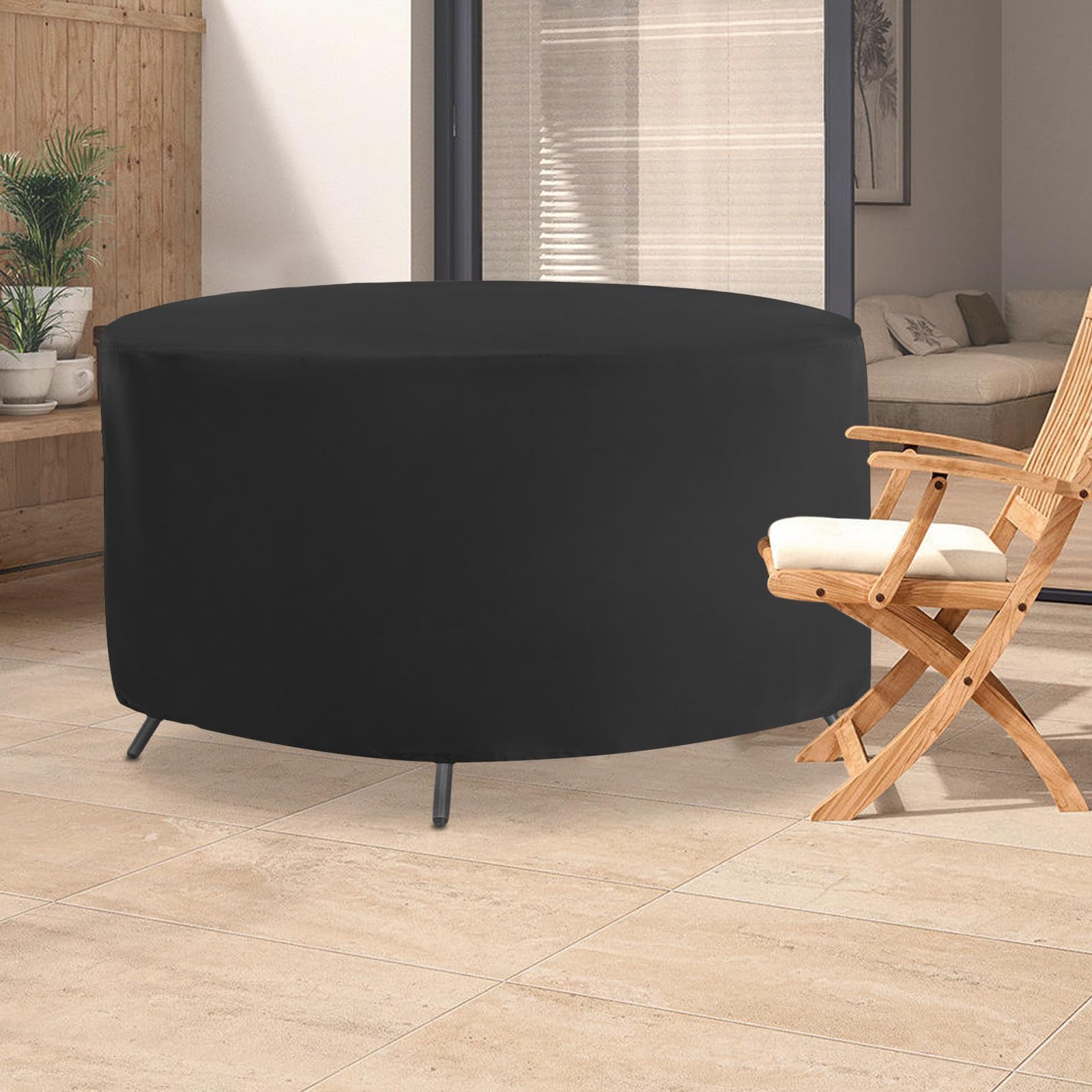 Okrągły pokrowiec na meble ogrodowe, Ø 240 x 60 cm, poliester powlekany srebrem 190T, wodoszczelny, ochrona przed promieniowaniem UV, pokrowiec na stół i krzesła, pokrowiec ochronny na meble ogrodowe