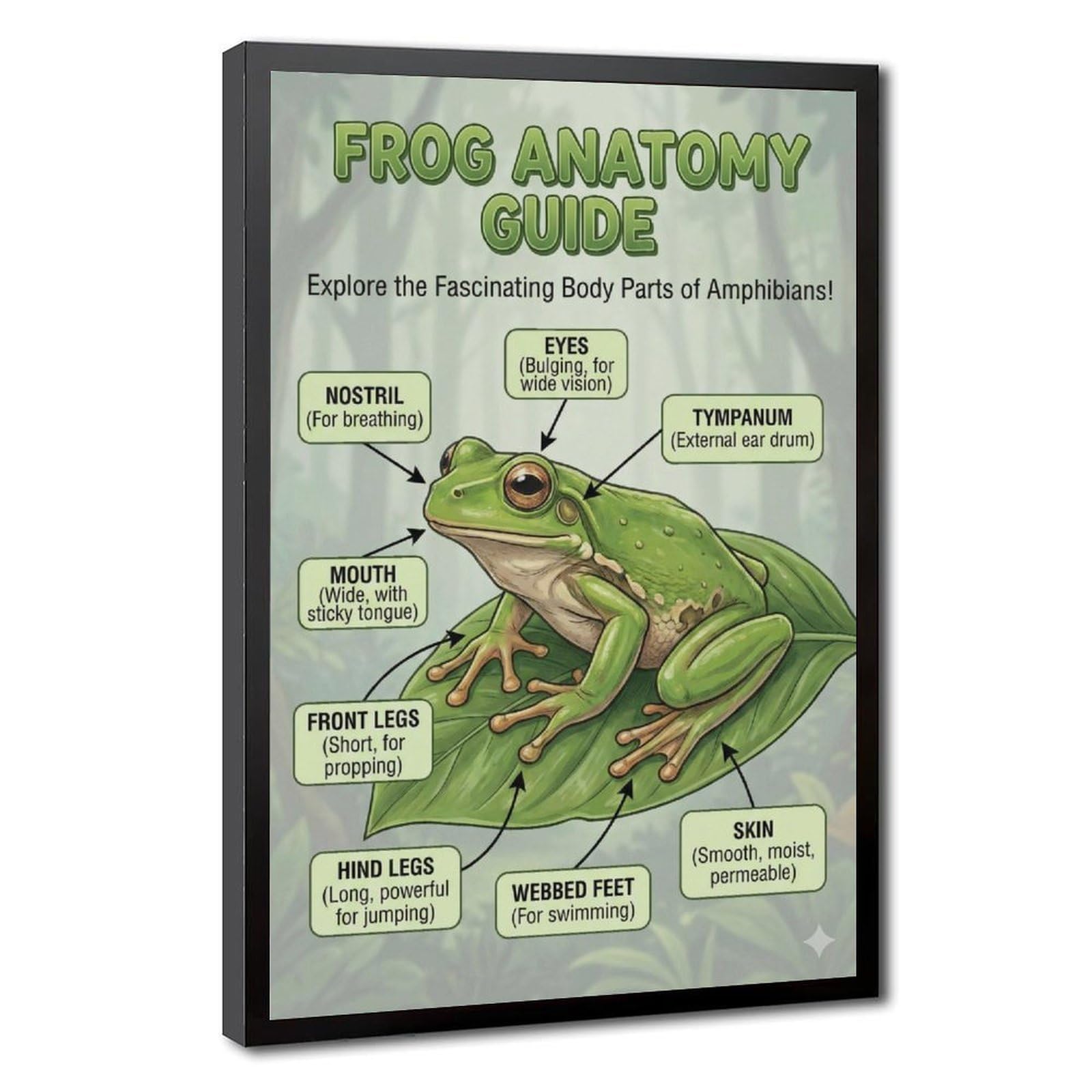 Bareronor Frog Canvas Poster for Dorm Room Decor Gift