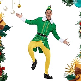 Adult Buddy The Elf Costume | Men Halloween Christmas Cosplay Full Set Costumes with Pant Jacket Shoes Hat Belt,Christmas ...