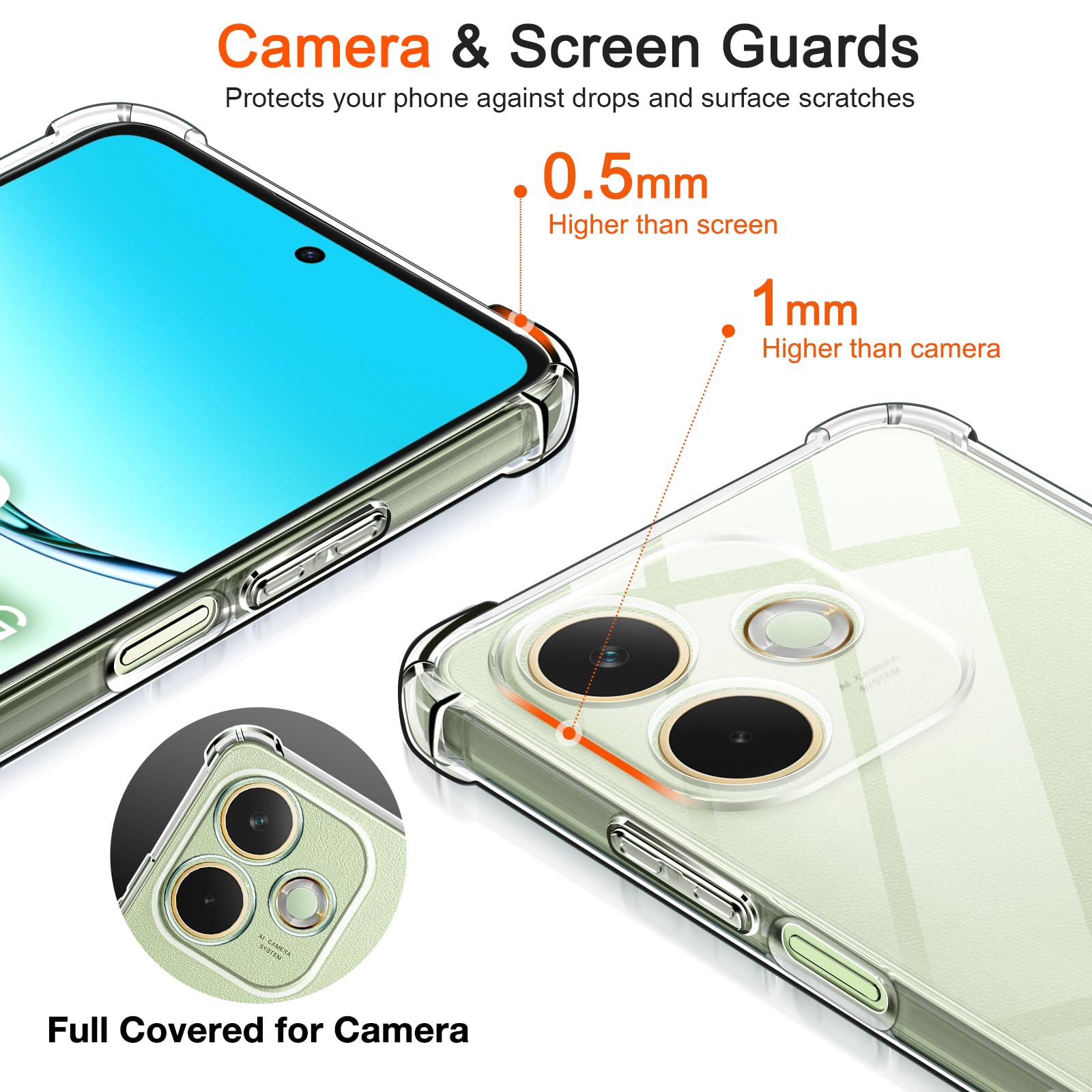 iVoler Cover per Oppo A5 PRO 4G / Oppo A5 PRO 5G, Custodia Antiurto Anti-Graffio Trasparente per Assorbimento degli Urti con Paraurti in TPU Morbido, Sottile Morbida in Silicone TPU Case