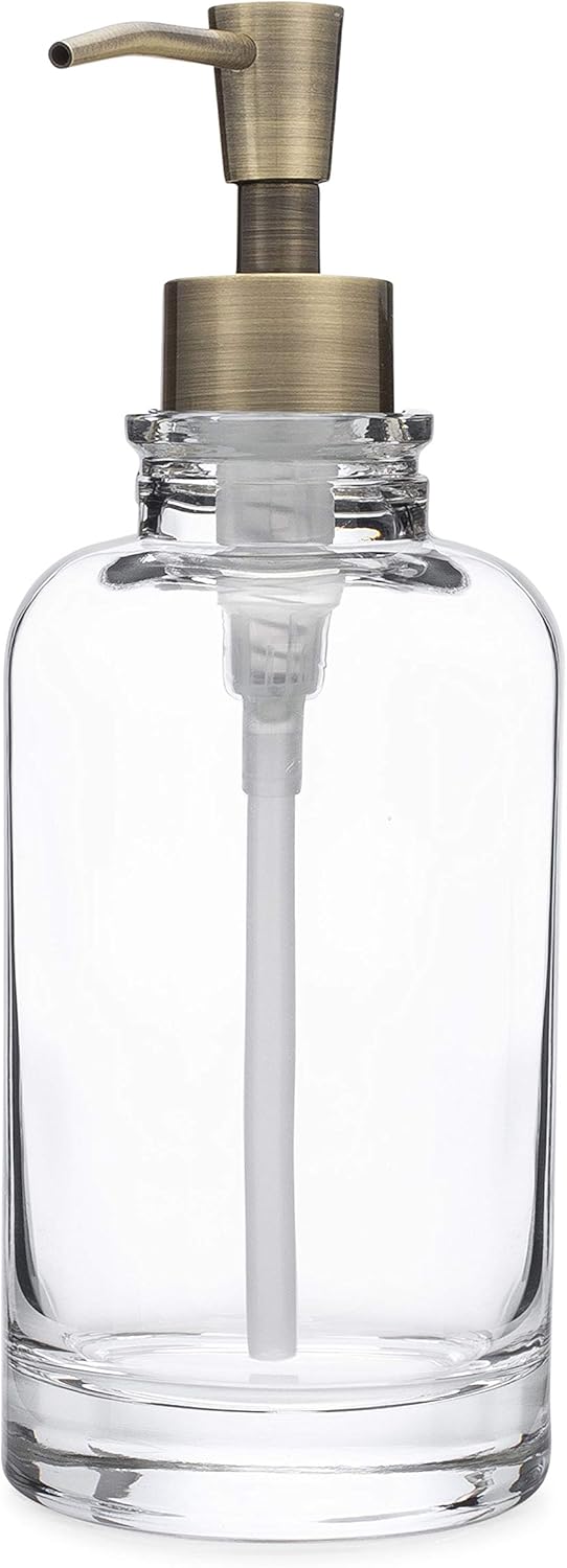 Rail19 Sonoma Clear Glass Soap Dispenser - Liquid Hand Soap & Lotion for Kitchen and Bathroom Countertop, 10oz (Cali Chrome)