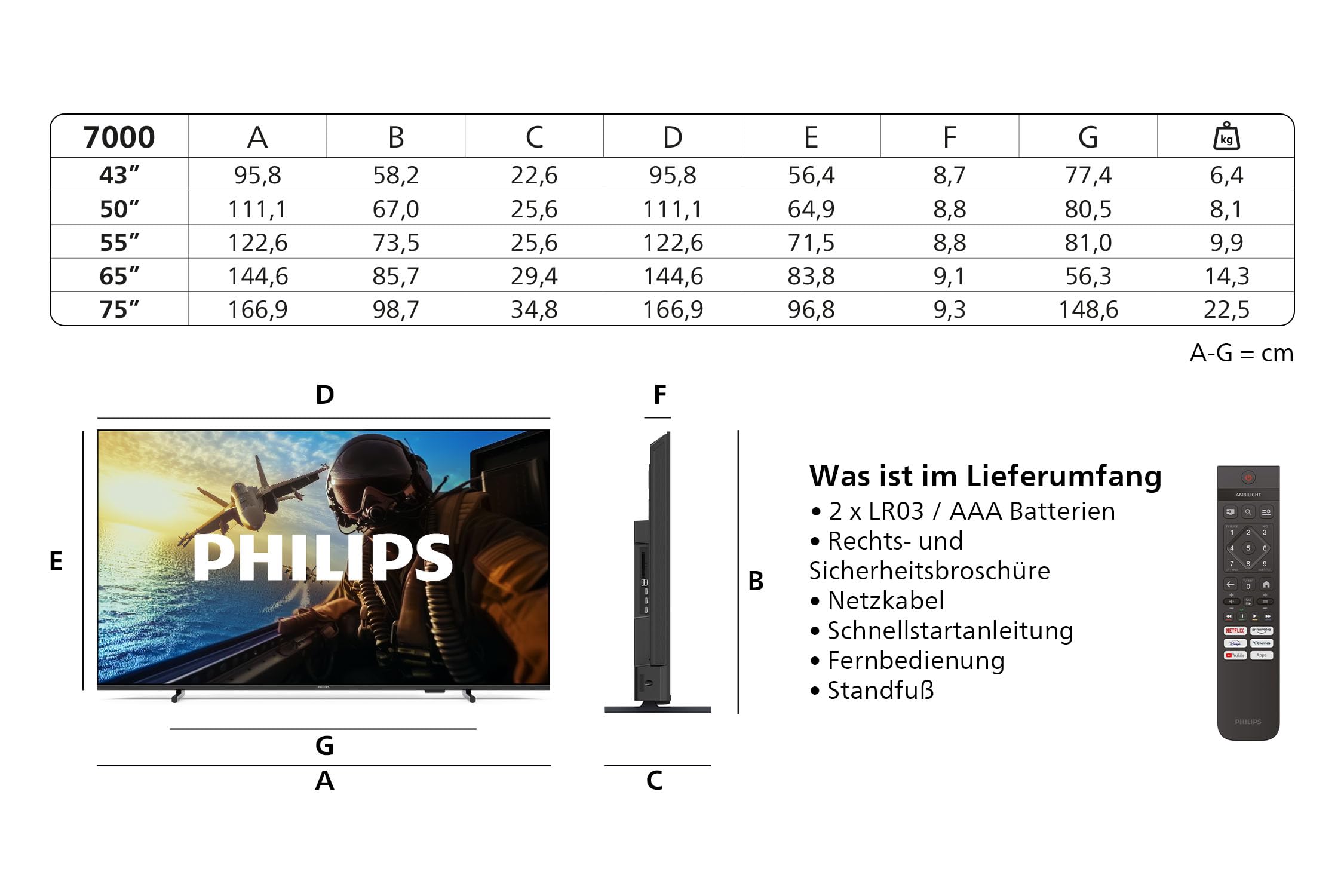 PHILIPS 50PUS7000 4K LED Smart TV - 50 Zoll Display mit Pixel Precise Ultra HD, Titan OS Plattform und Dolby Atmos Sound - Funktioniert mit Alexa und Google Sprachassistent, 2025