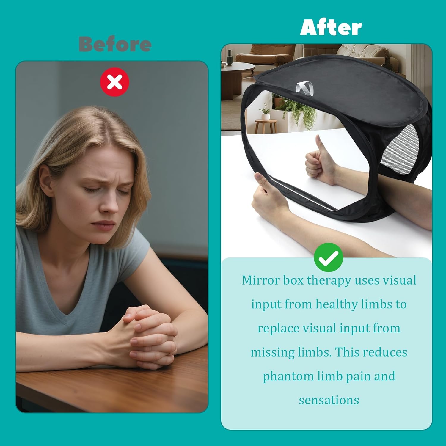 Mirror Therapy Box for Hand Stroke and Hand Rehabilitation, Hand Rehabilitation Equipment, Lightweight Foldable Design, Hand Recovery Aid for PLP, CRPS, Nerve Injury Recovery