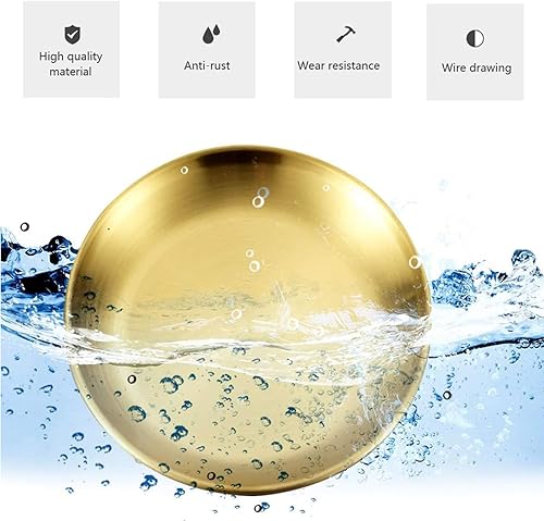 Miniatura 3 de Platos dorados de acero inoxidable, platos de acero inoxidable cepillado dorado, platos llanos de acero inoxidable 304, para el hogar, campamento al