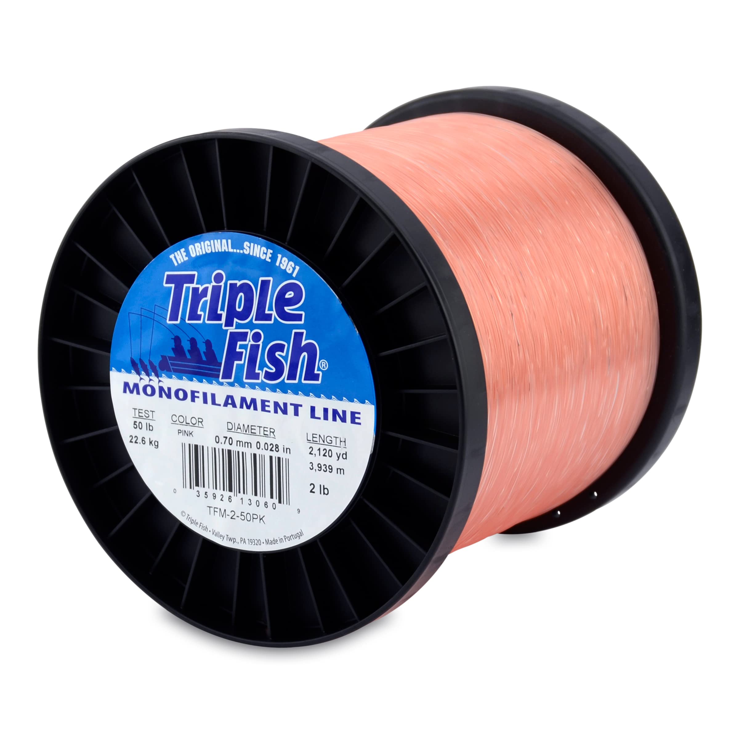 Triple Fish Monofilament Line, 50 lb / 22.7 kg Test, 028 in / 0.70 mm Dia, Pink, 2 lb / 0.91 kg Spool, 2120 yd / 1938 m