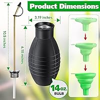 Vista 2 de Plumero de polvo de tierra de diatomeas de 14 onzas, pulverizador de bulbos, dispensador de aplicador de polvo de jardín con tubo de metal largo