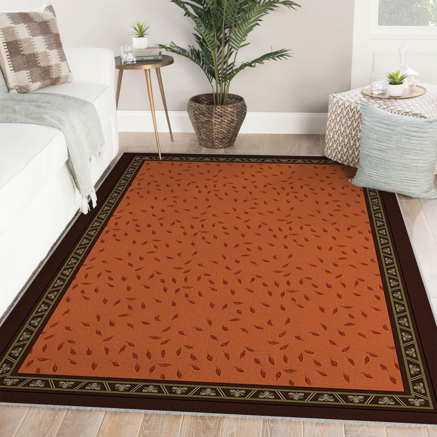 Minimalistyczny dywan z liśćmi 60x120 Dywan boho Orange Salon