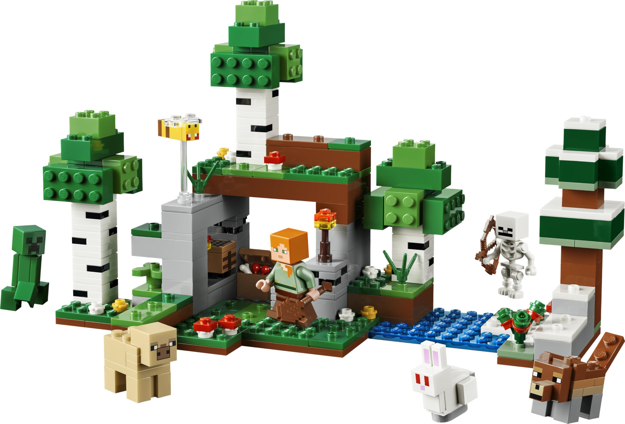 LEGO Minecraft Avventura della Prima Notte - Giocattolo Interattivo con 7 Personaggi tra cui Alex, un Creeper, uno Scheletro e un Lupo - Regalo per Gamer, Bambini e Bambine da 8 Anni in su - 21593